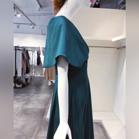 US 8 Aidan Mattox Portrait Collar Gown Emerald NWT - Picture 6 of 12